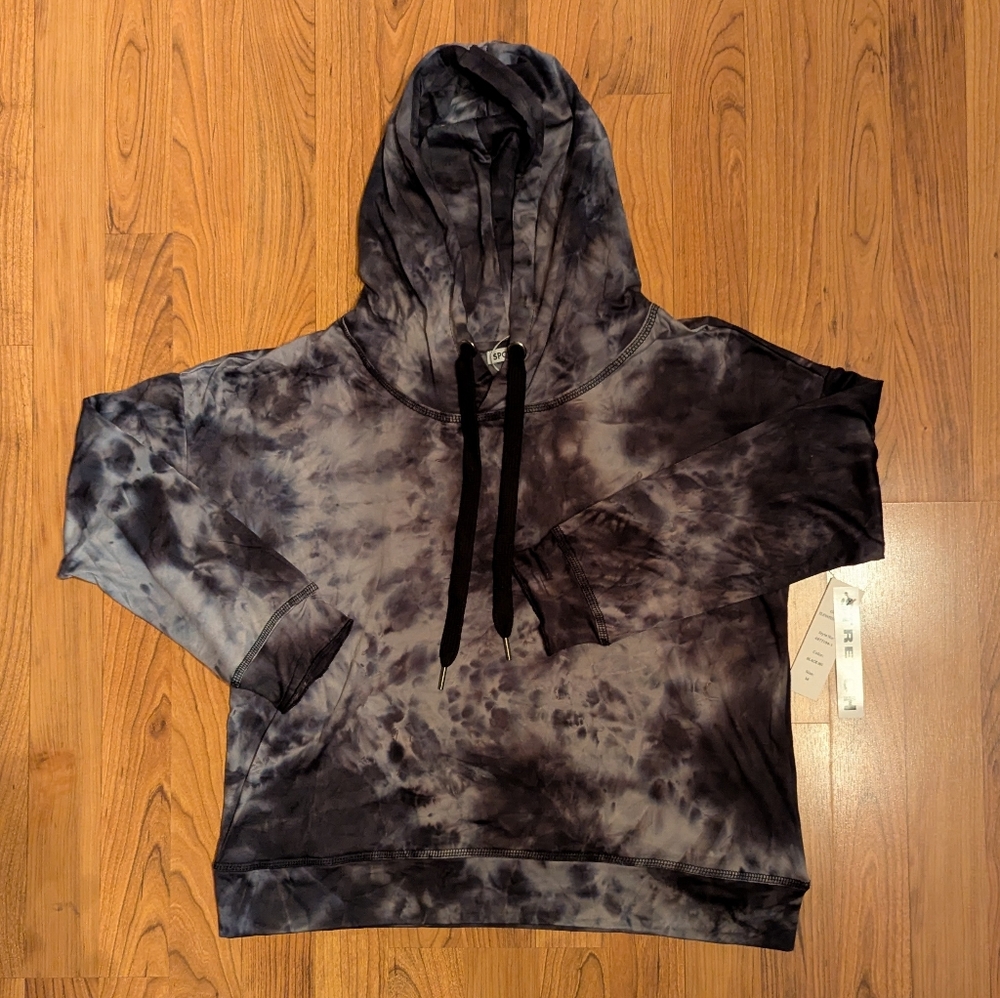 Sportelle Tie-Dye Hoodie in Black and Gray, Size Medium